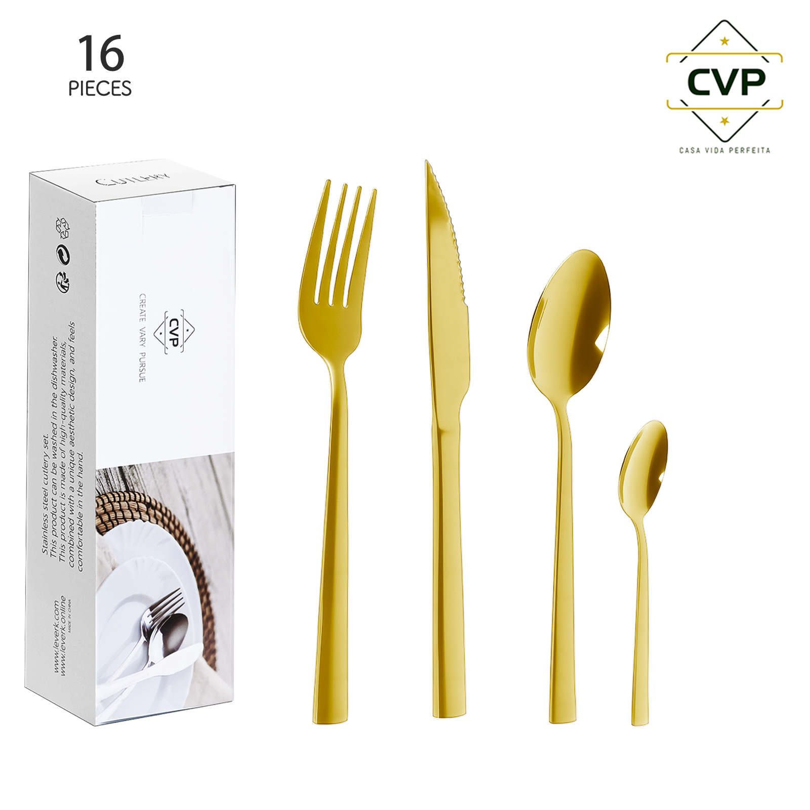 A07 Square Handle Series 16-Piece Set Gold.