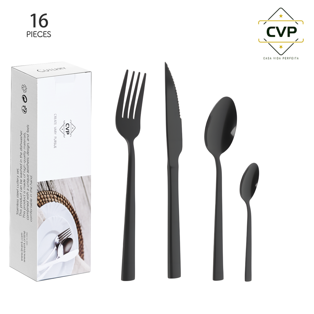 A07 Square Handle Series 16-Piece Set Black.