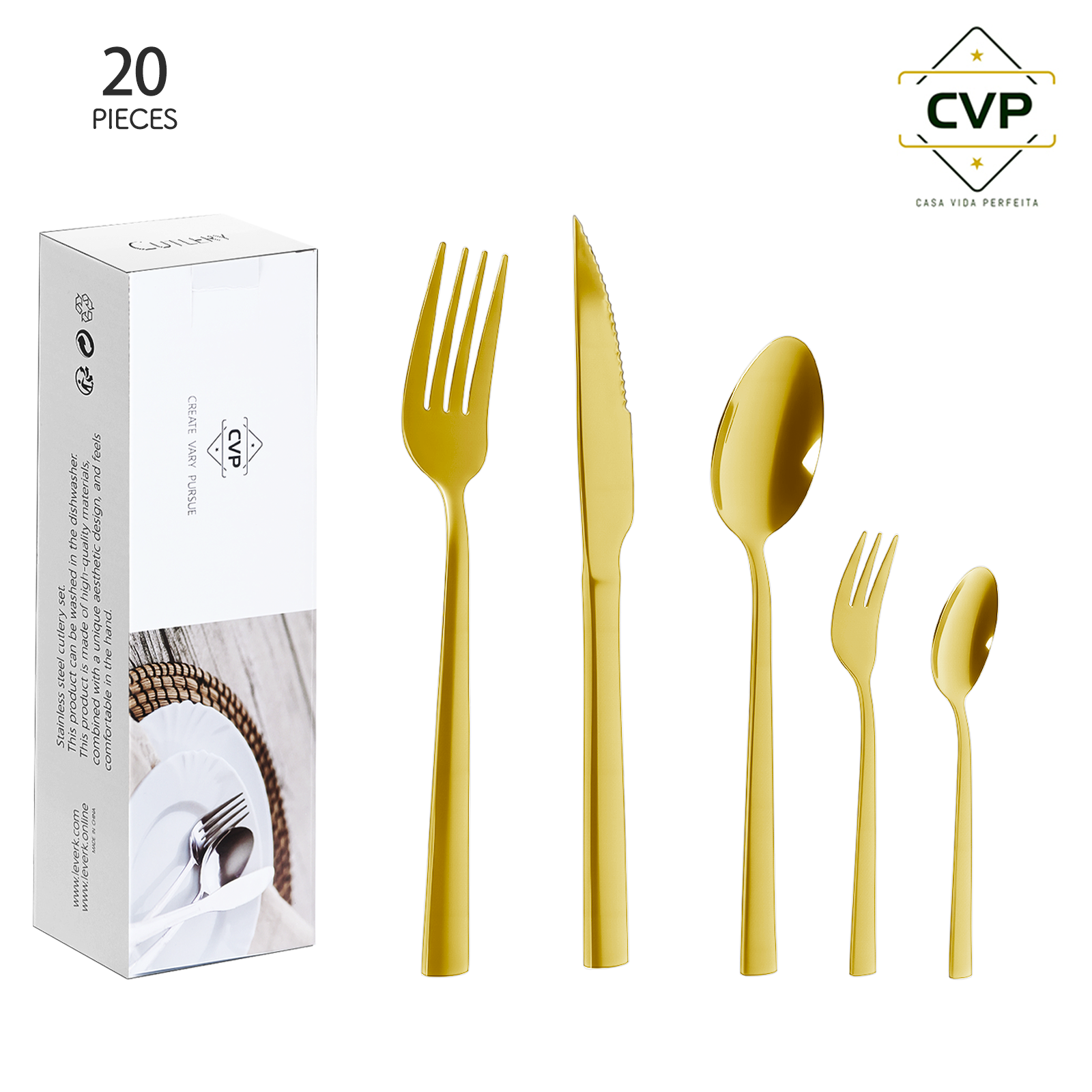 A07 Square Handle Series 20-Piece Set Gold.