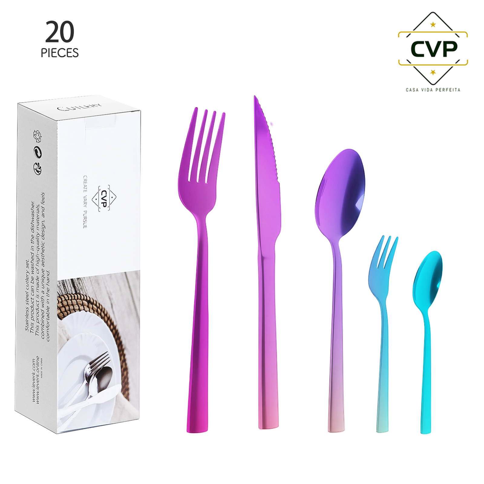A07 Square Handle Series 20-Piece Set Colorful.
