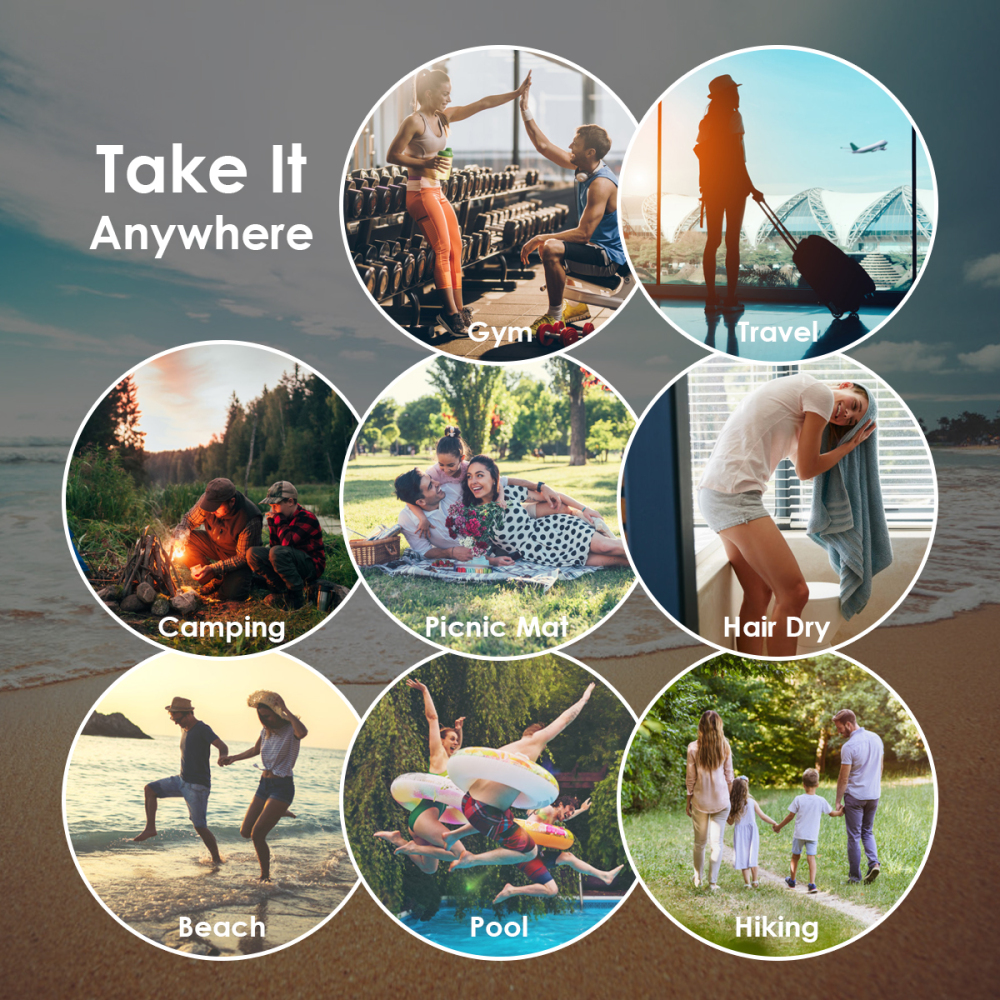 ROCONTRIP Beach Towel Travel Microfiber, Soft Fast Dry Absorbent Antibacterial Swimming Bath Towels Microfiber Travel Gym Towel for Bath Bay Camping