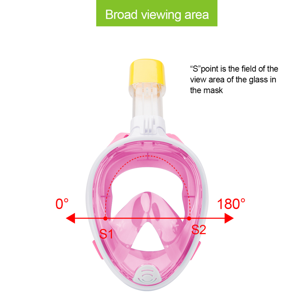 ROCONTRIP Snorkel Mask Full Face, Panoramic 180°View Design, Anti-Fogging Anti-Leak with Adjustable Head Straps with Longer Snorkeling Tube for Man Wo