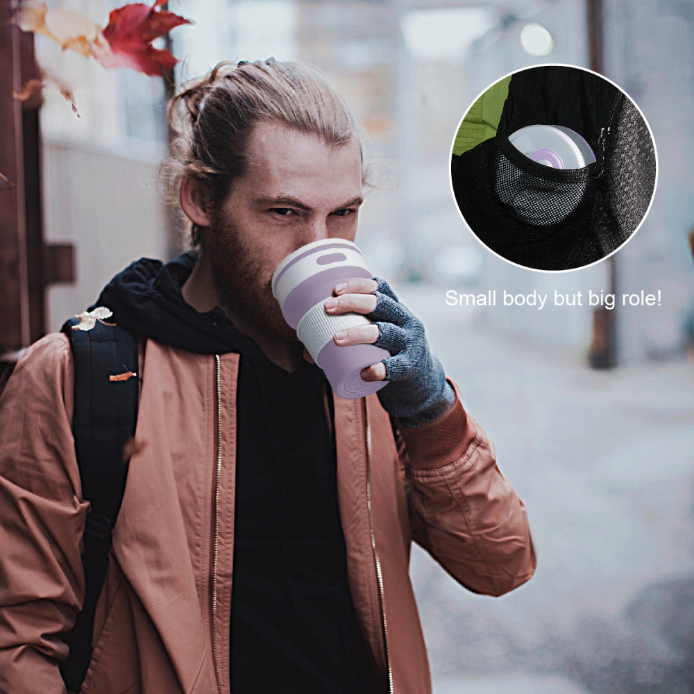 ROCONTRIP Silicone Collapsible Cup Convenient Travel Coffee Mug Lightweight Food Grade Silicone & PP BPA Free for Camping Hiking Outdoor Commuters (Bl