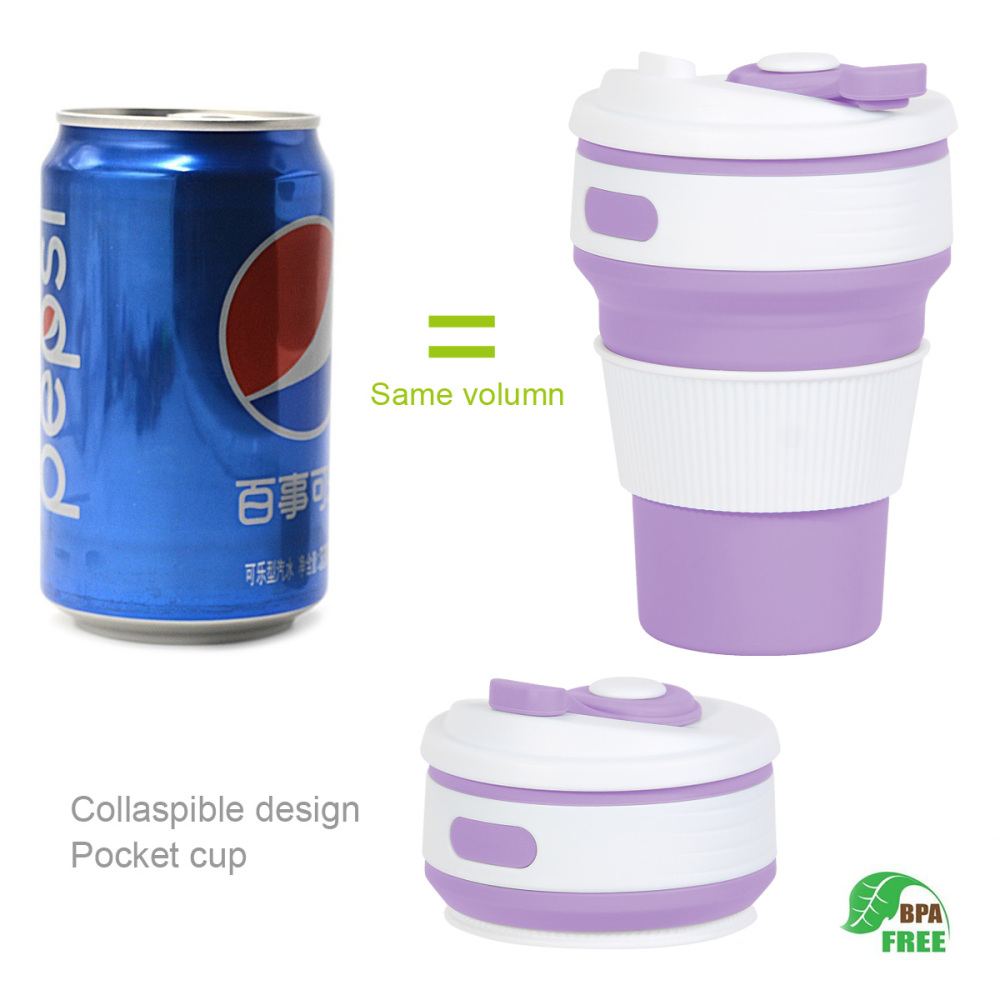 ROCONTRIP Silicone Collapsible Cup Convenient Travel Coffee Mug Lightweight Food Grade Silicone & PP BPA Free for Camping Hiking Outdoor Commuters (Bl