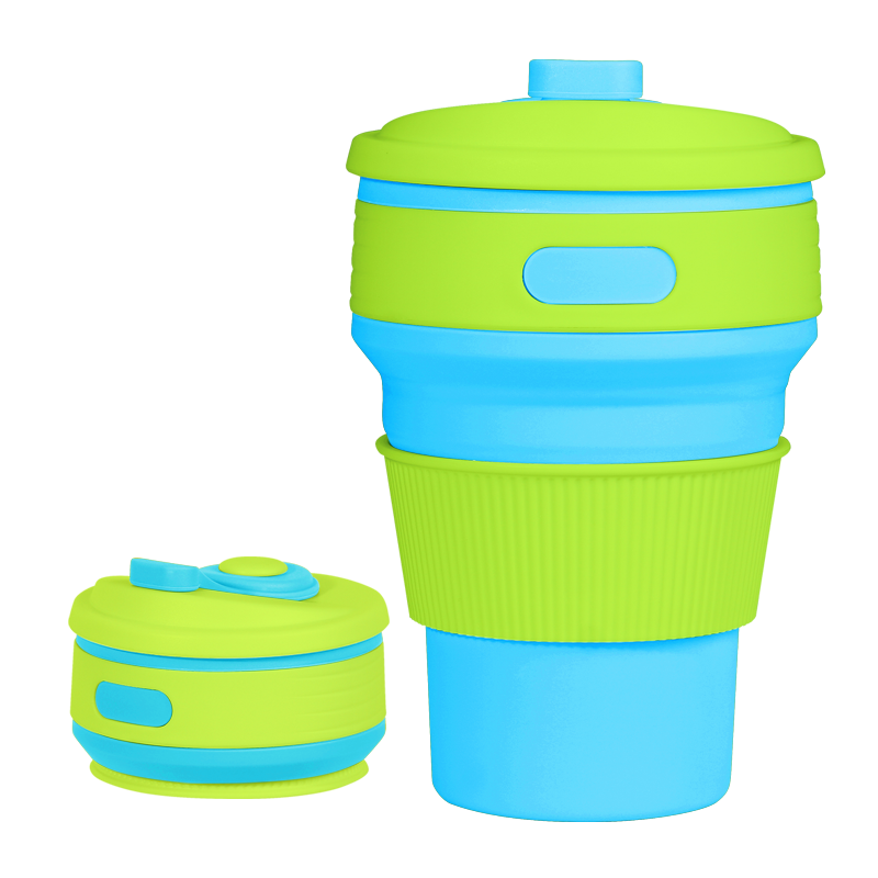 ROCONTRIP Silicone Collapsible Cup Convenient Travel Coffee Mug Lightweight Food Grade Silicone & PP BPA Free for Camping Hiking Outdoor Commuters (Bl