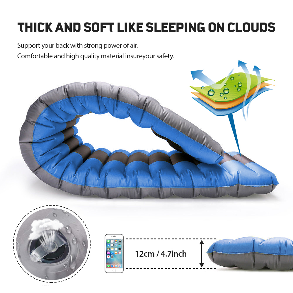 ROCONTRIP Inflatable Sleeping Pad, Ergonomic Moisture-Proof Portable Sleeping Mattress Mat Camping Backpacking Hiking Sleeping Bags Hammocks Outdoors