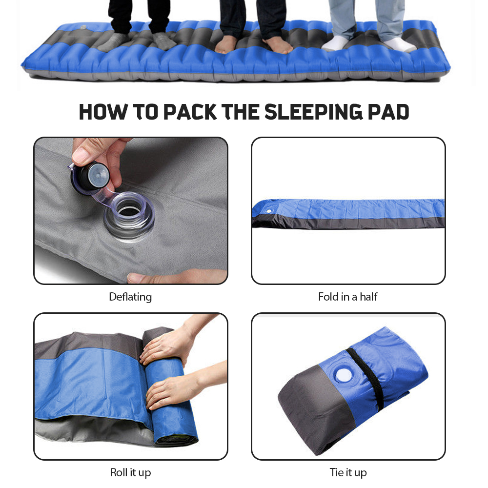 ROCONTRIP Inflatable Sleeping Pad, Ergonomic Moisture-Proof Portable Sleeping Mattress Mat Camping Backpacking Hiking Sleeping Bags Hammocks Outdoors