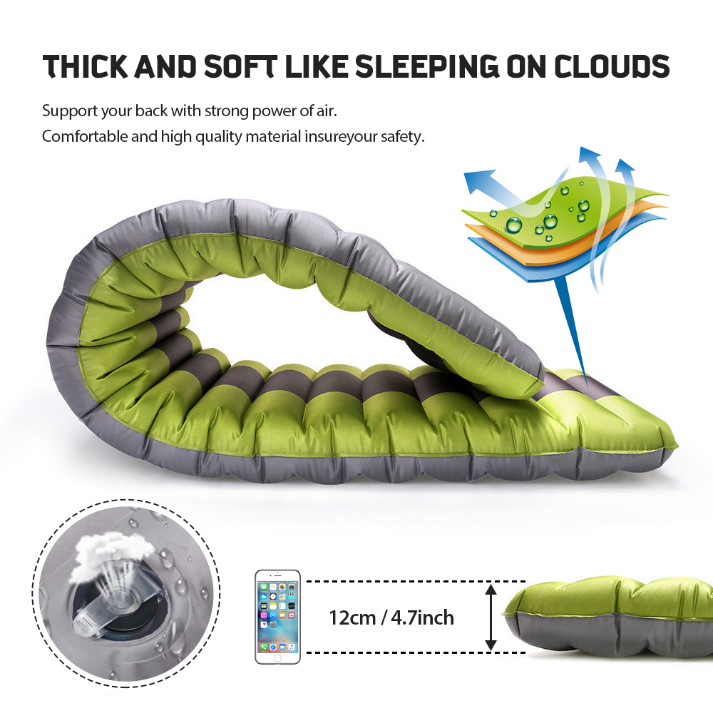 ROCONTRIP Inflatable Sleeping Pad, Ergonomic Moisture-Proof Portable Sleeping Mattress Mat Camping Backpacking Hiking Sleeping Bags Hammocks Outdoors