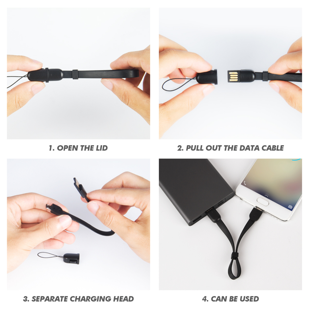 ROCONTRIP Data Cable with Hand Wrist Lanyard Strap Micro USB to USB, lighting, type C Charging Cable