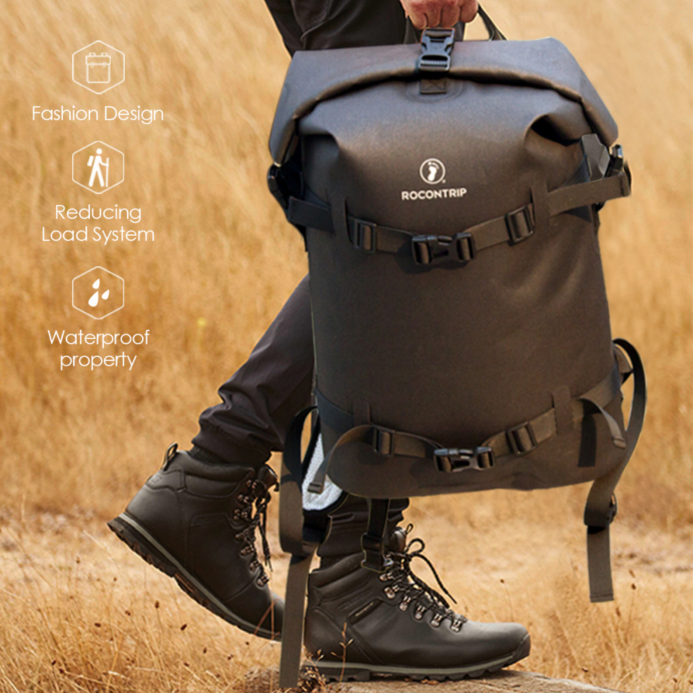 ROCONTRIP Waterproof Backpack Dry Bag, Ultra Lightweight Durable Backpack Comfortable Ergonomic Padded Back Design for Hiking Camping Travel Kayaking