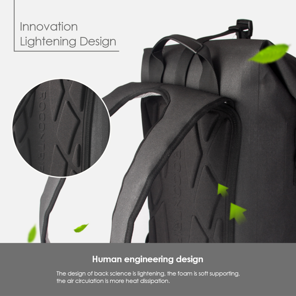 ROCONTRIP Waterproof Backpack Dry Bag, Ultra Lightweight Durable Backpack Comfortable Ergonomic Padded Back Design for Hiking Camping Travel Kayaking