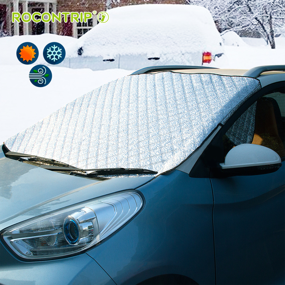ROCONTRIP Car Windscreen Frost Cover, Windscreen Cover Protector Waterproof Anti-frost Snow Sun Shade Protector Universal Removable Front Window Cover