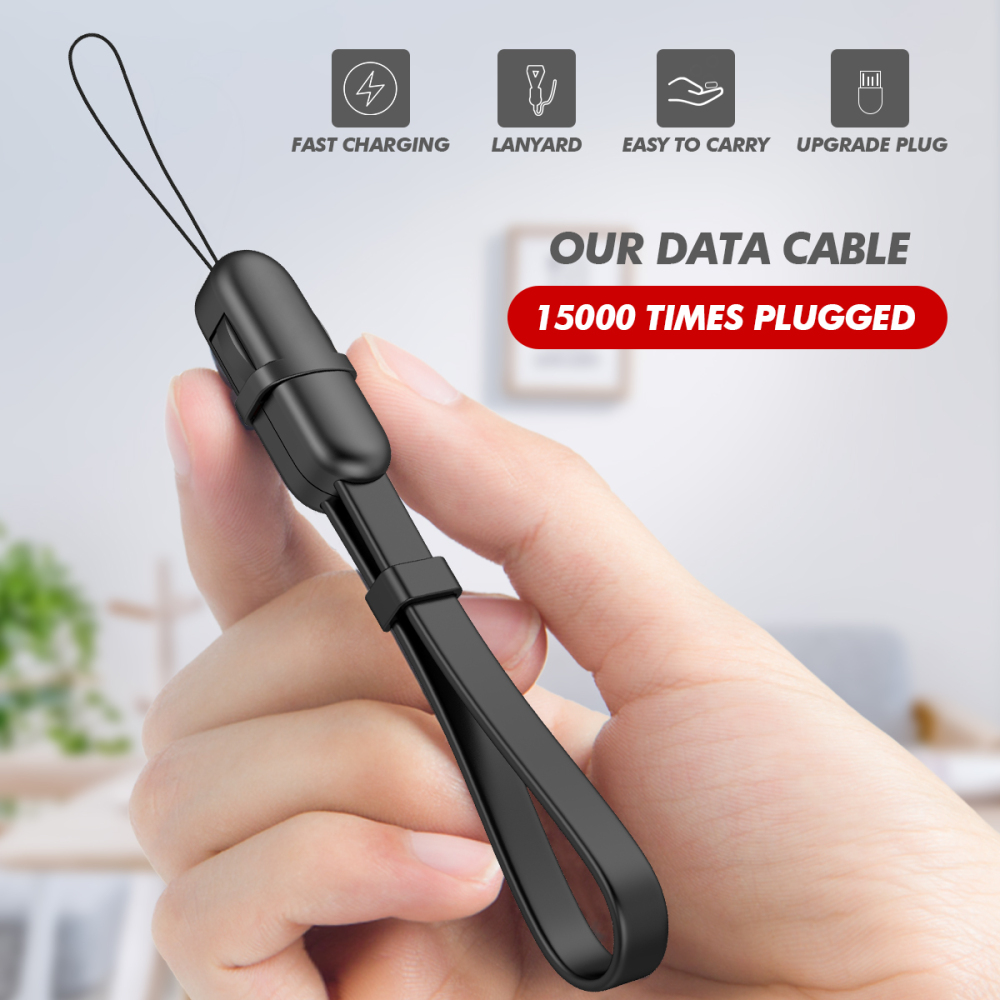 ROCONTRIP Data Cable with Hand Wrist Lanyard Strap Micro USB to USB, lighting, type C Charging Cable