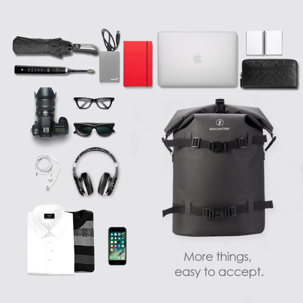 ROCONTRIP Waterproof Backpack Dry Bag, Ultra Lightweight Durable Backpack Comfortable Ergonomic Padded Back Design for Hiking Camping Travel Kayaking