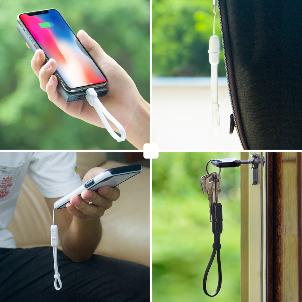 ROCONTRIP Data Cable with Hand Wrist Lanyard Strap Micro USB to USB, lighting, type C Charging Cable