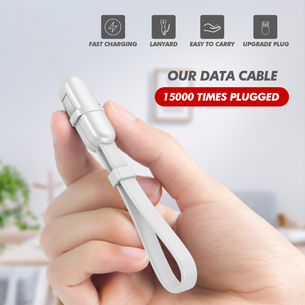 ROCONTRIP Data Cable with Hand Wrist Lanyard Strap Micro USB to USB, lighting, type C Charging Cable