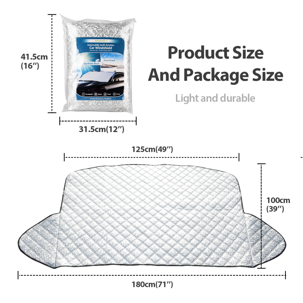 ROCONTRIP Car Windscreen Frost Cover, Windscreen Cover Protector Waterproof Anti-frost Snow Sun Shade Protector Universal Removable Front Window Cover