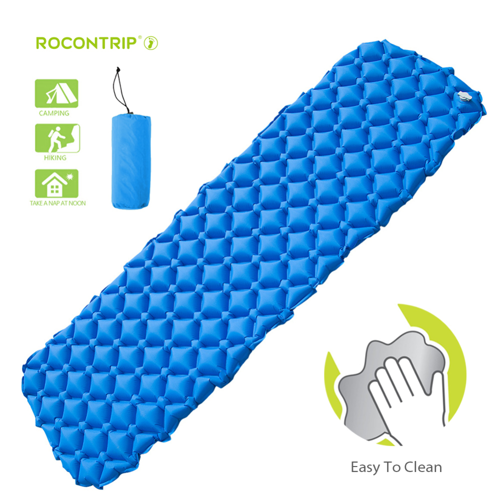 ROCONTRIP Inflatable Sleeping Pad, Ergonomic Moisture-Proof Portable Sleeping Mattress Mat Camping Backpacking Hiking Sleeping Bags Hammocks Outdoors