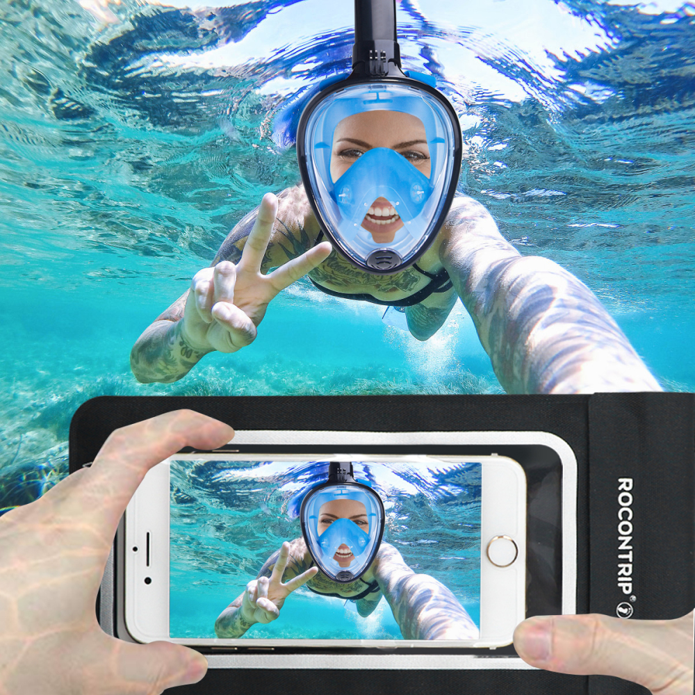 Rocontrip Waterproof  Mobile Phone Bag  6 inch phone pouch  neck strap bag for swimming