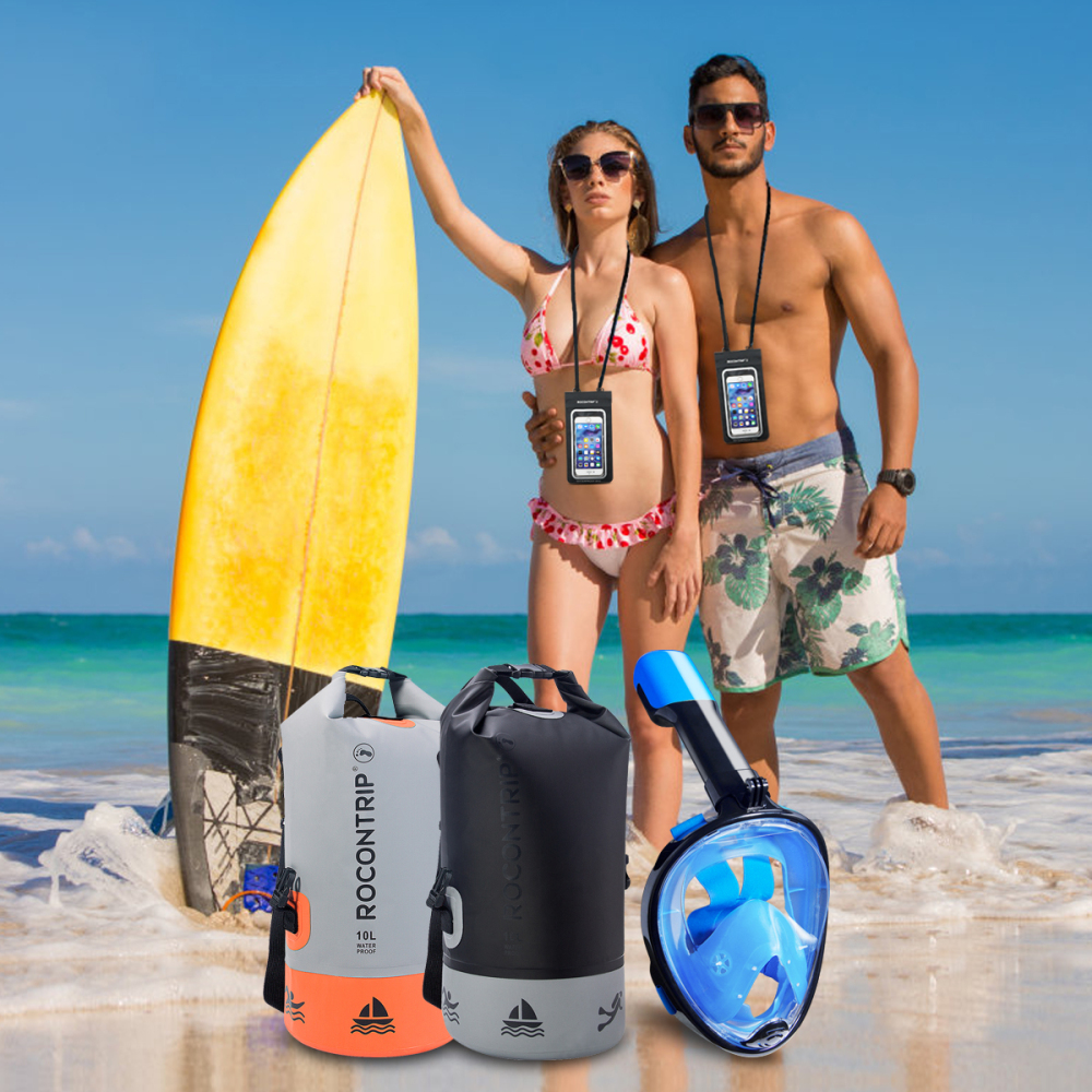 Rocontrip Waterproof  Mobile Phone Bag  6 inch phone pouch  neck strap bag for swimming