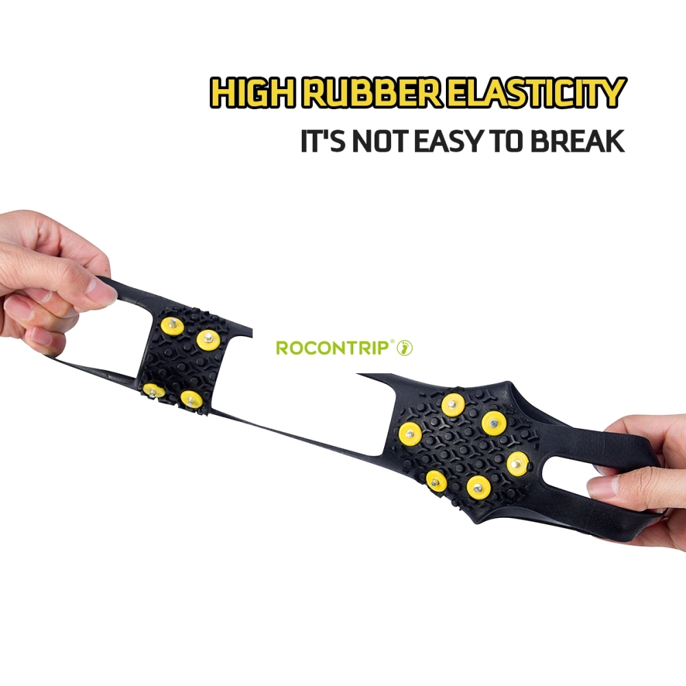 Rocontrip Ice Snow Grips Shoe Boot Traction Cleat Rubber Spikes Anti Slip 10-Stud Crampons