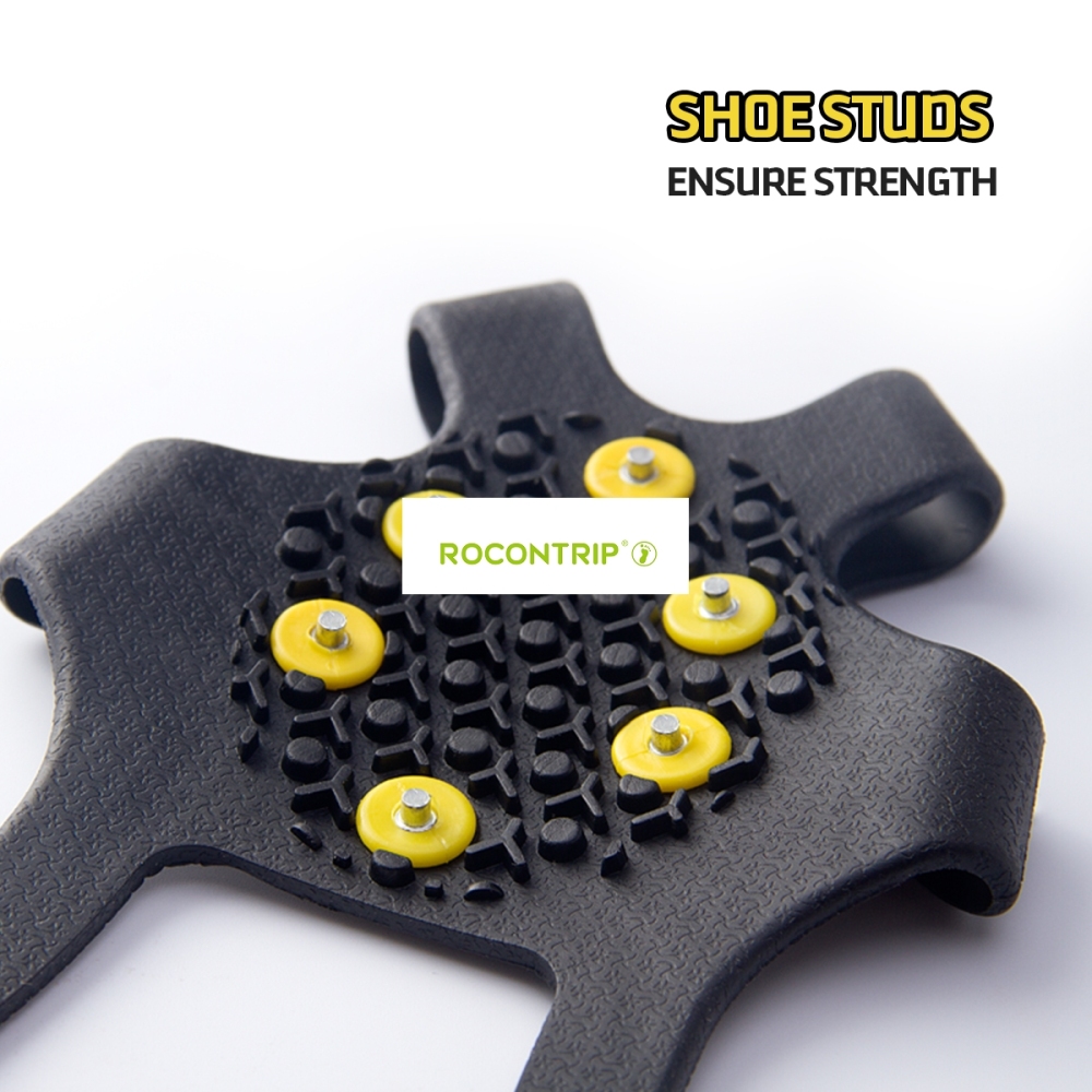 Rocontrip Ice Snow Grips Shoe Boot Traction Cleat Rubber Spikes Anti Slip 10-Stud Crampons