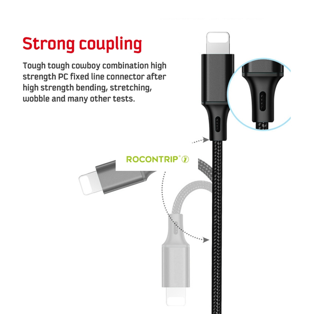 Rocontrip Multi Cable Charger, 1.2m Multiple USB 3 in 1 Nylon Braided Quick Fast Charging Sync Cable Cord Compatible iPhone X, iPhone 8/7 Plus, iPhone