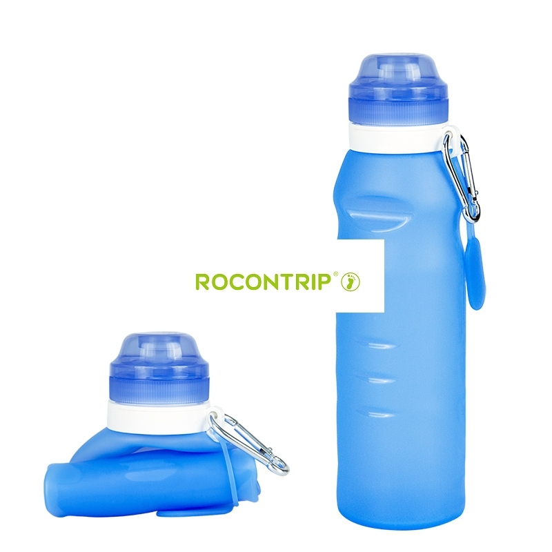ROCONTRIP Collapsible Water Bottle Silicone Travel Sport Bottle Leakproof 600ml
