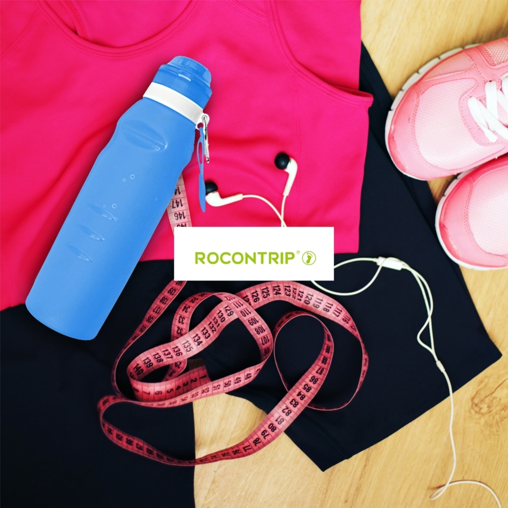 ROCONTRIP Collapsible Water Bottle Silicone Travel Sport Bottle Leakproof 600ml