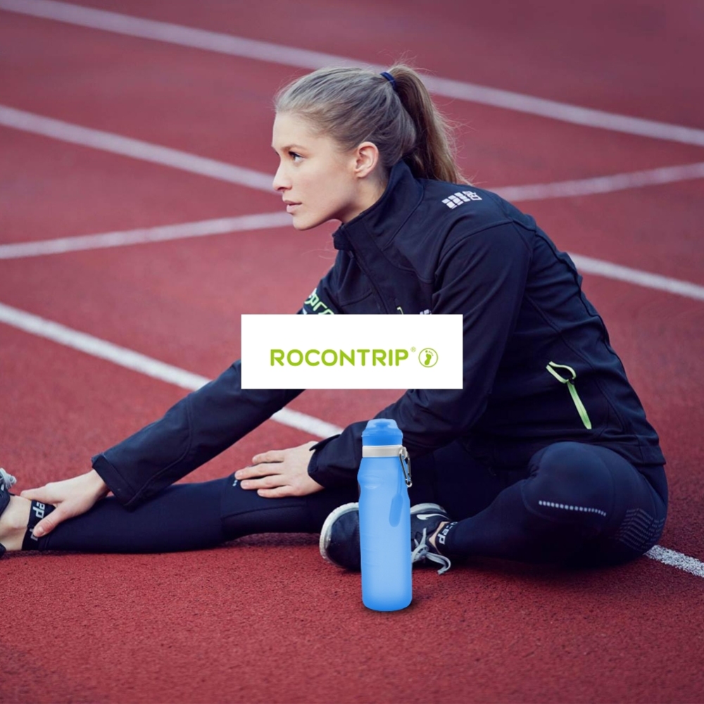 ROCONTRIP Collapsible Water Bottle Silicone Travel Sport Bottle Leakproof 600ml