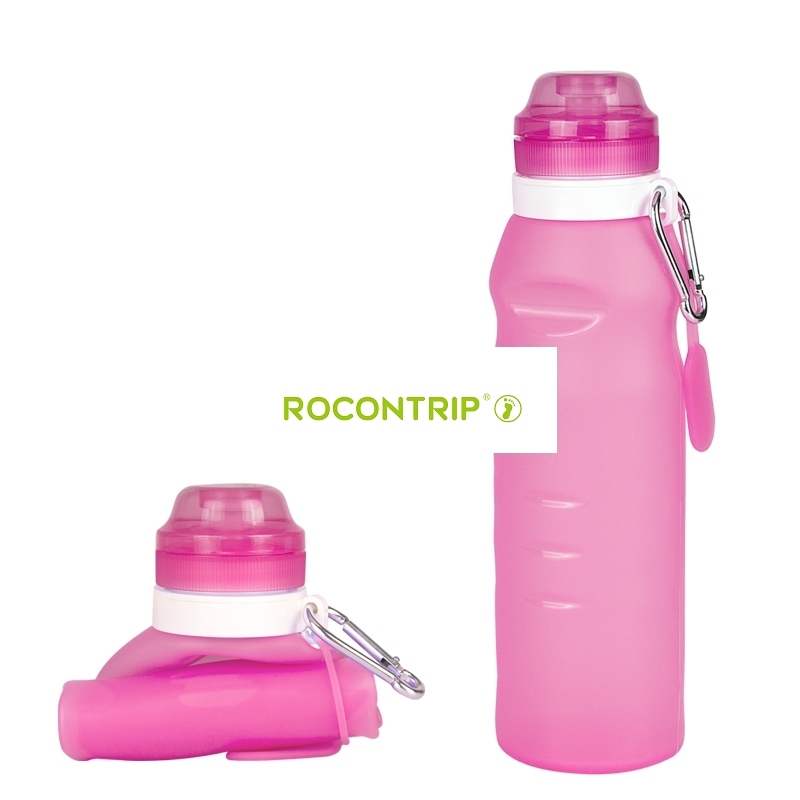 ROCONTRIP Collapsible Water Bottle Silicone Travel Sport Bottle Leakproof 600ml
