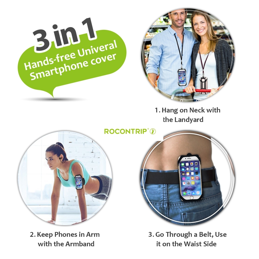 Rocontrip Running Armband Phone Lanyard Adjustable Wristband  Hands-Free Safety