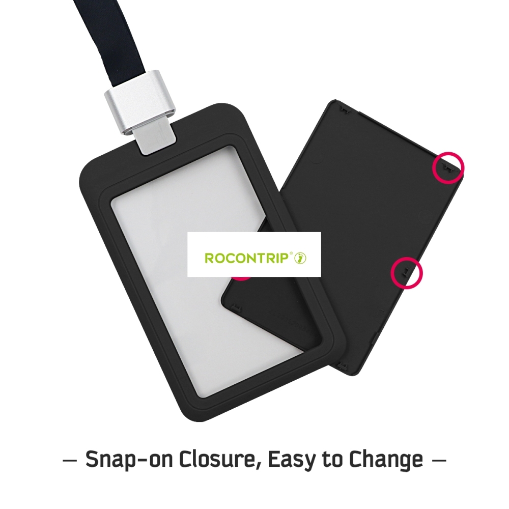 Rocontrip Badge Holder Name Tag Holder Case with Detachable Lanyard Strap
