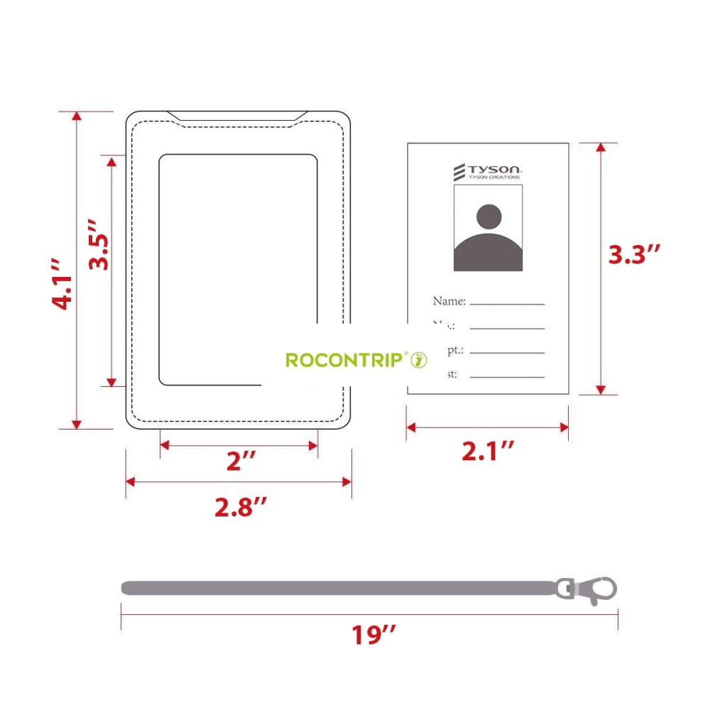Rocontrip Badge Holder Name Tag Holder Case with Detachable Lanyard Strap