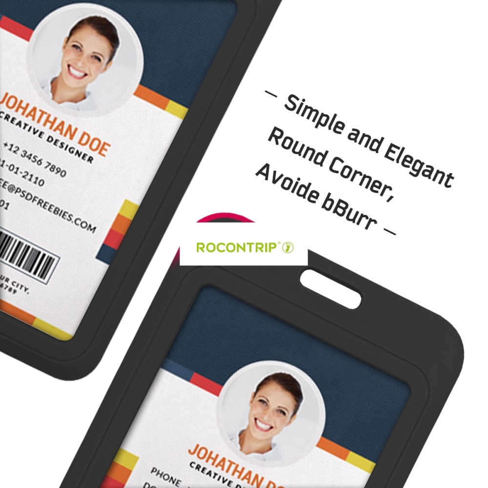 Rocontrip Badge Holder Name Tag Holder Case with Detachable Lanyard Strap