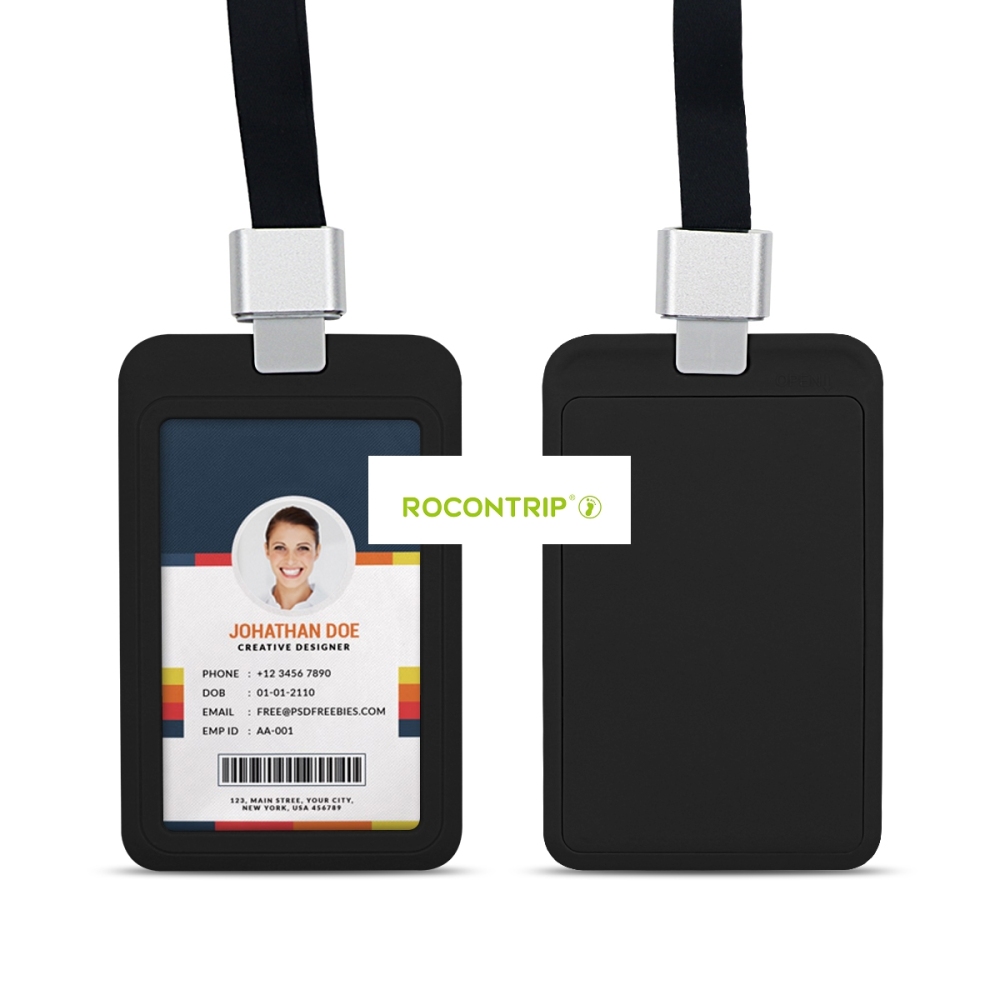 Rocontrip Badge Holder Name Tag Holder Case with Detachable Lanyard Strap