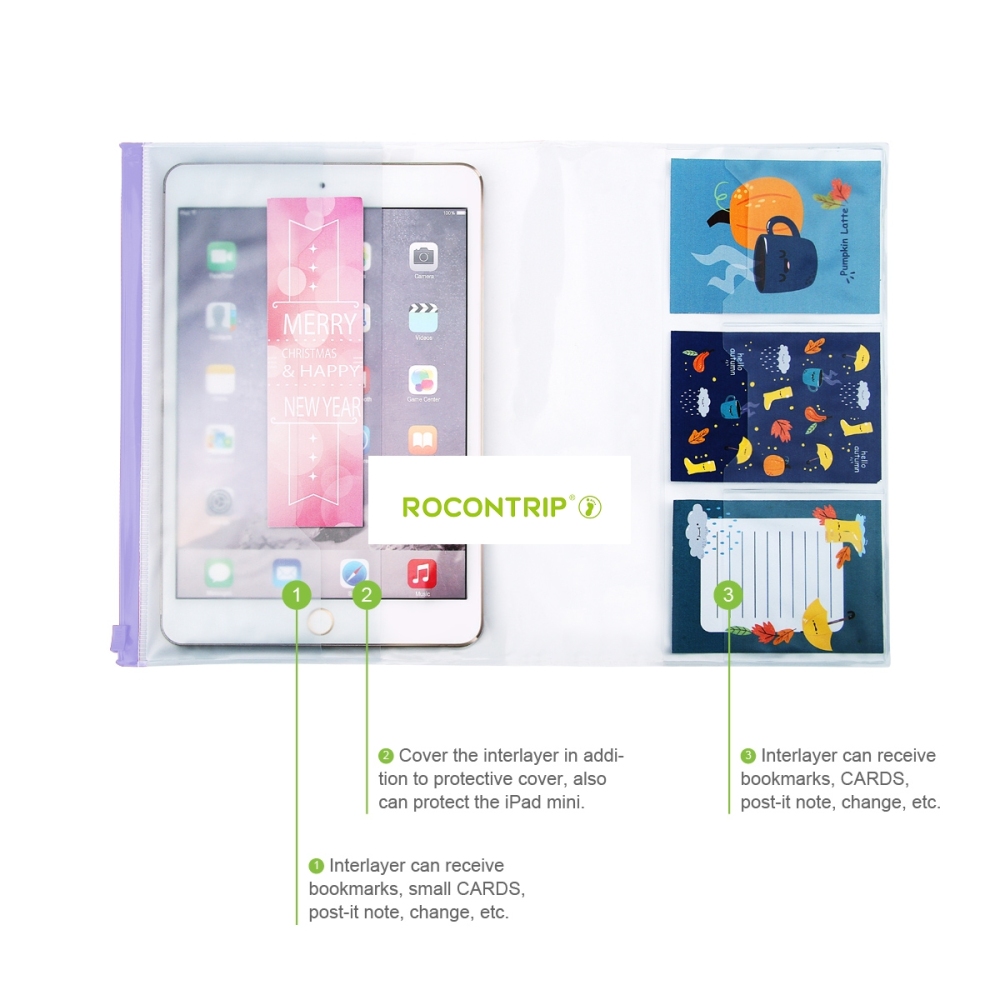 Book Cover with Textbook Card SlotsZippered Storage Pocketfor A5