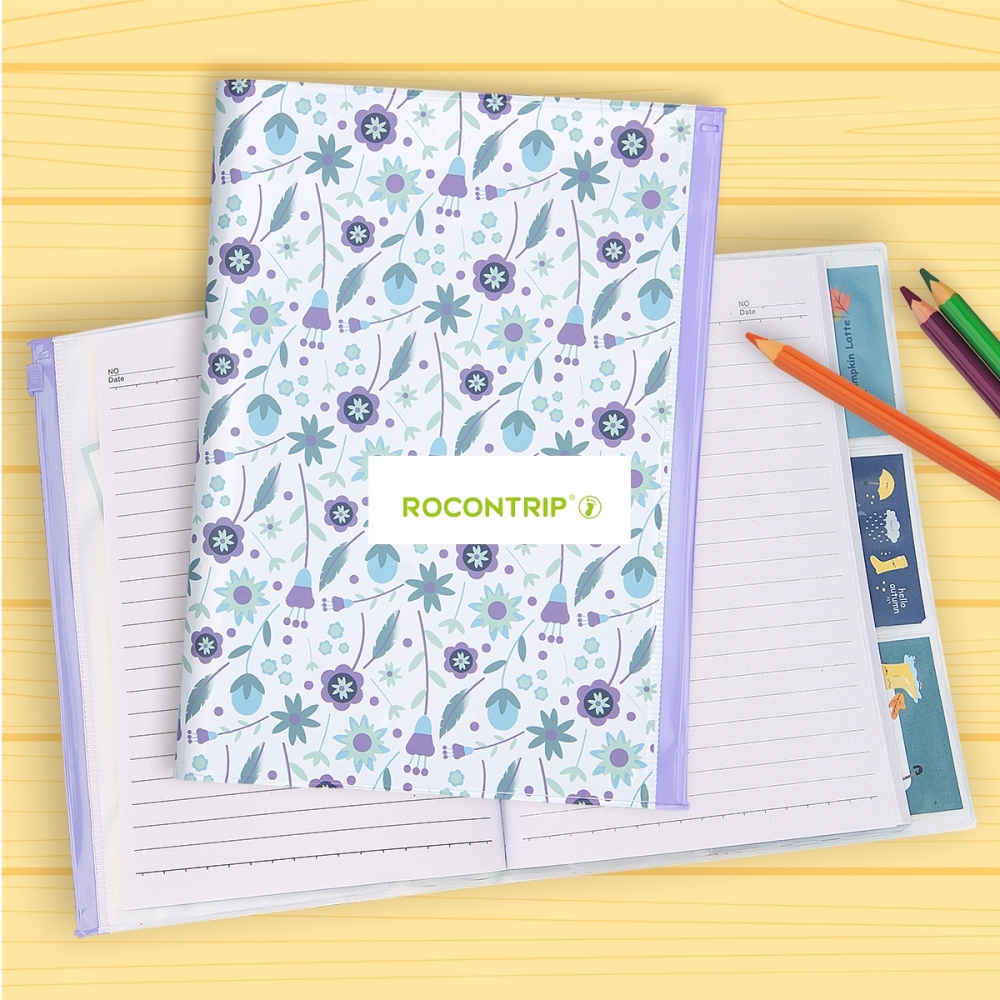 Book Cover with Textbook Card SlotsZippered Storage Pocketfor A5