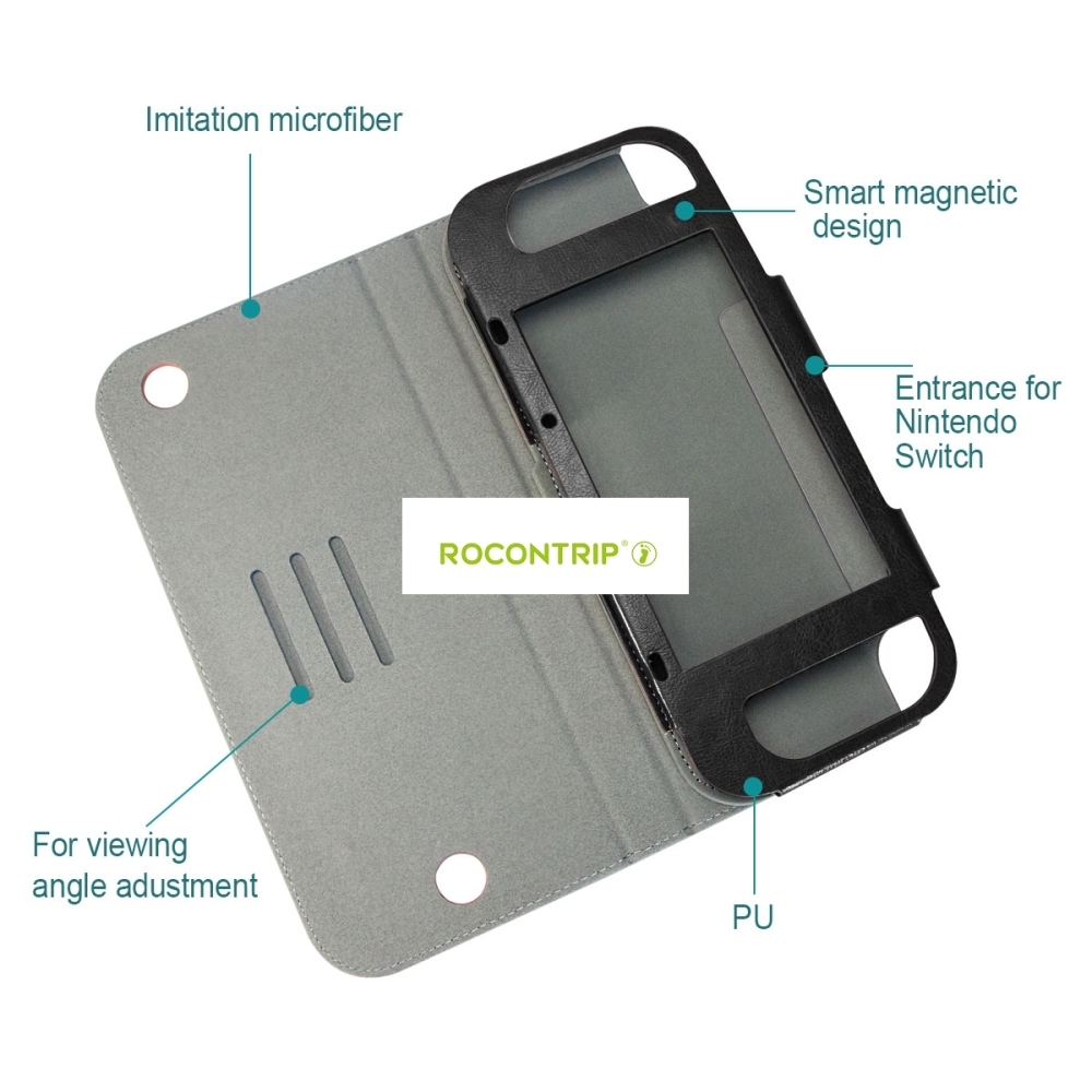 ROCONTRIP NS Case PU Leather Stand Case with Magnetic Cover for NS Console and Joy