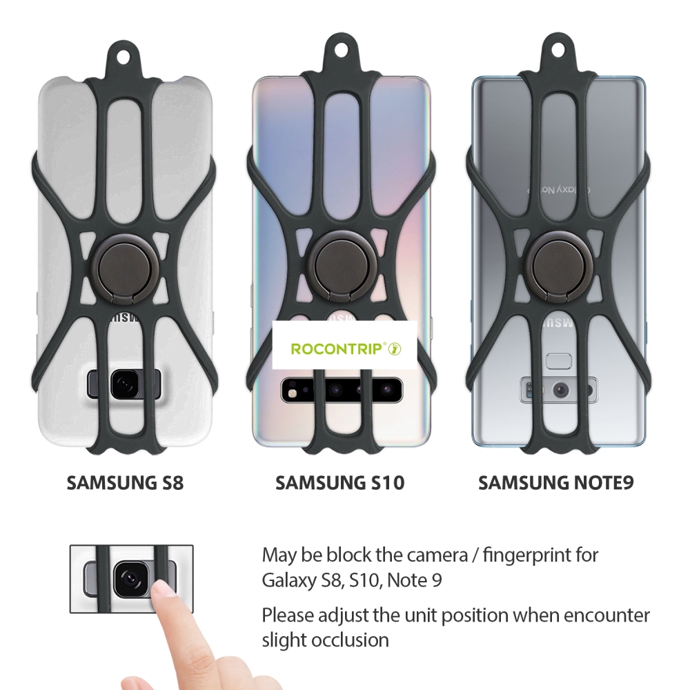 ROCONTRIP Phone Lanyard Silicone Case Cell Phone Lanyard Strap with Adjustable Neck Strap and Finger Ring Stand for 4.7-6.5 inch Smartphone Universal