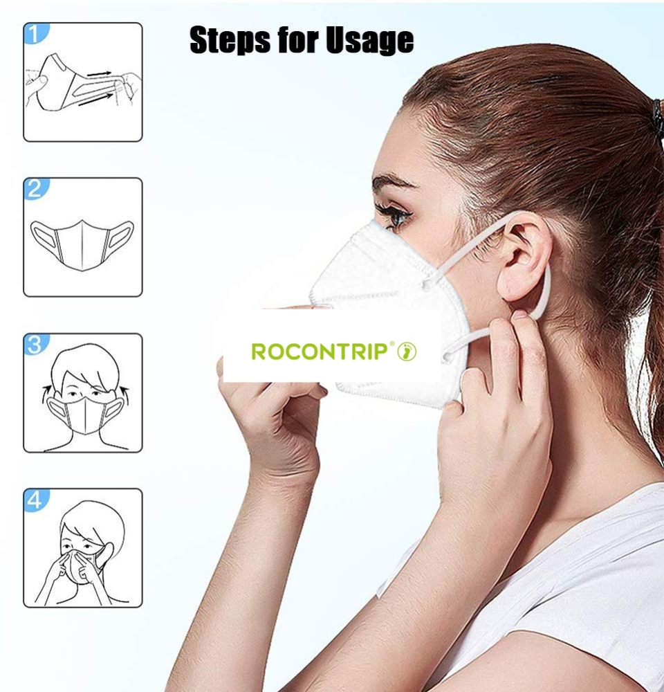 KN95 Face Mask 4 Ply Anti-dust Mouth Mask Anti-Pollution Non-woven Mask Medical Grade for Hospital Doctors Nurses Personal Health Protection (5 Pcs)