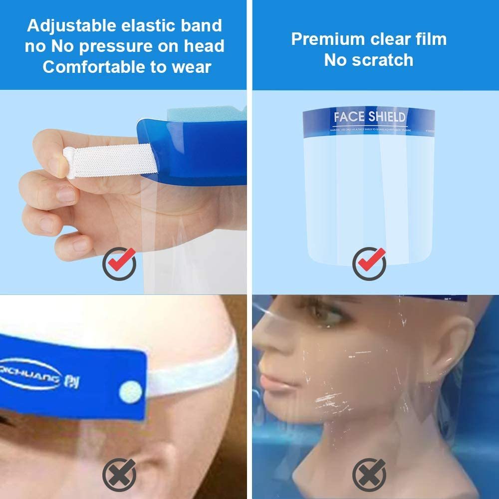 Reusable Medical Face Shield Unisex Face Shield Adjustable Transparent Breathable Full Face Protective Visor Mask (3 Pcs)