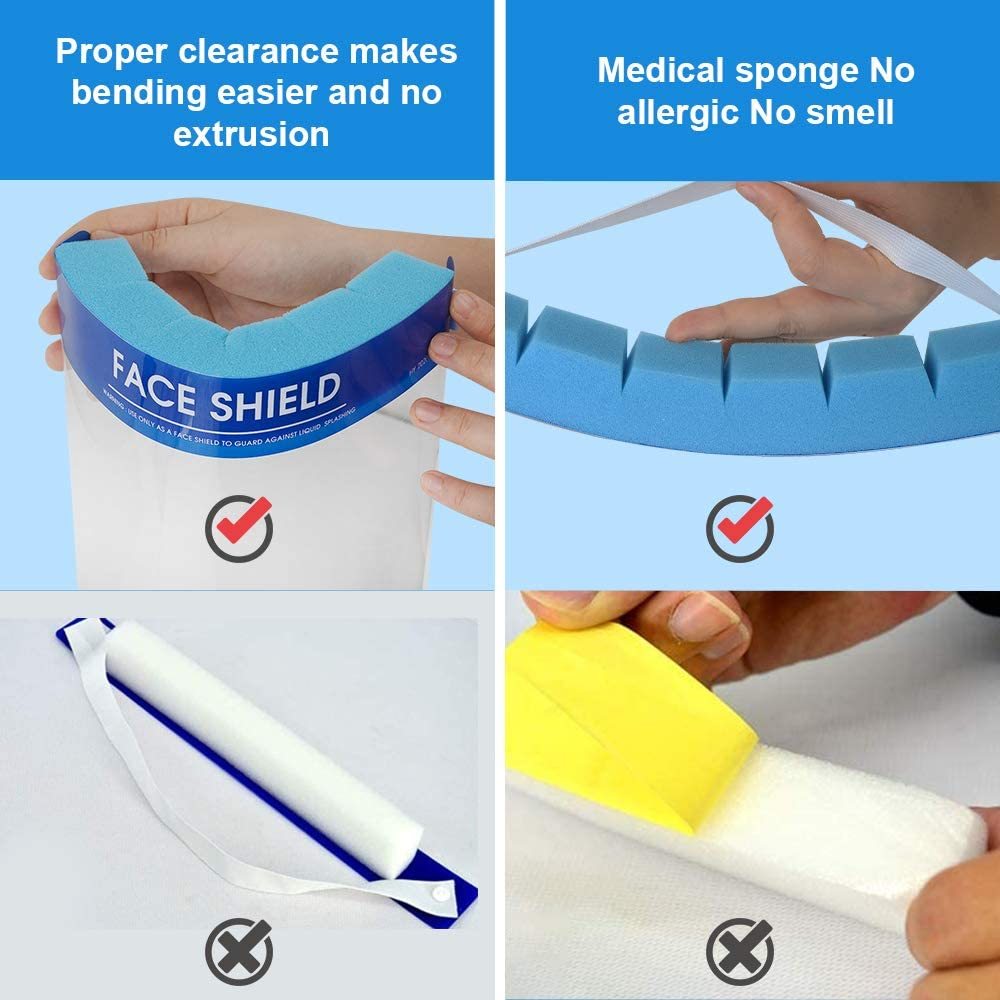 Reusable Medical Face Shield Unisex Face Shield Adjustable Transparent Breathable Full Face Protective Visor Mask (3 Pcs)