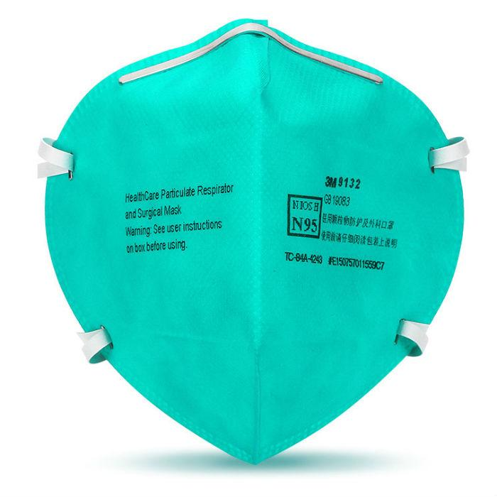 3M 9132 Medical Grade Mask Surgical Mask Healthcare Respiratory Mask Filter over 95% of Particulate Matter to Anti-Germ Droplets Body Fluids Secretion