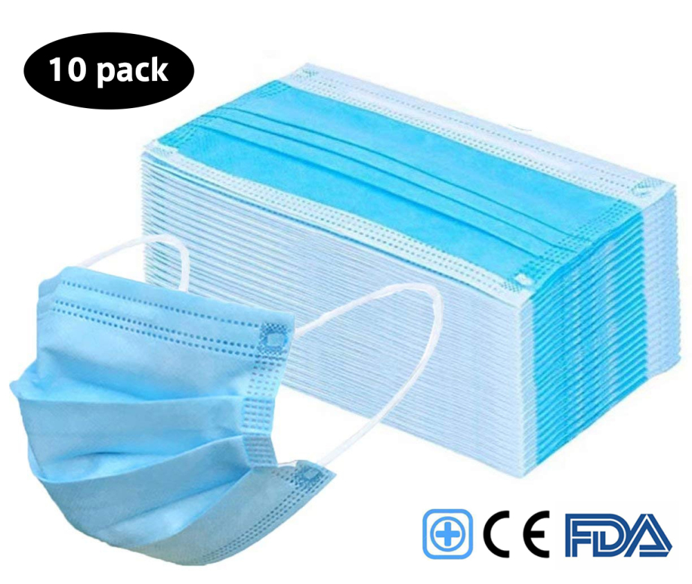 Surgical Medical Grade Mask Disposable 3 Ply Face Mask for Hospital Doctors Nurses Personal Health Protection Against Bacterial Pollution (10Pcs)