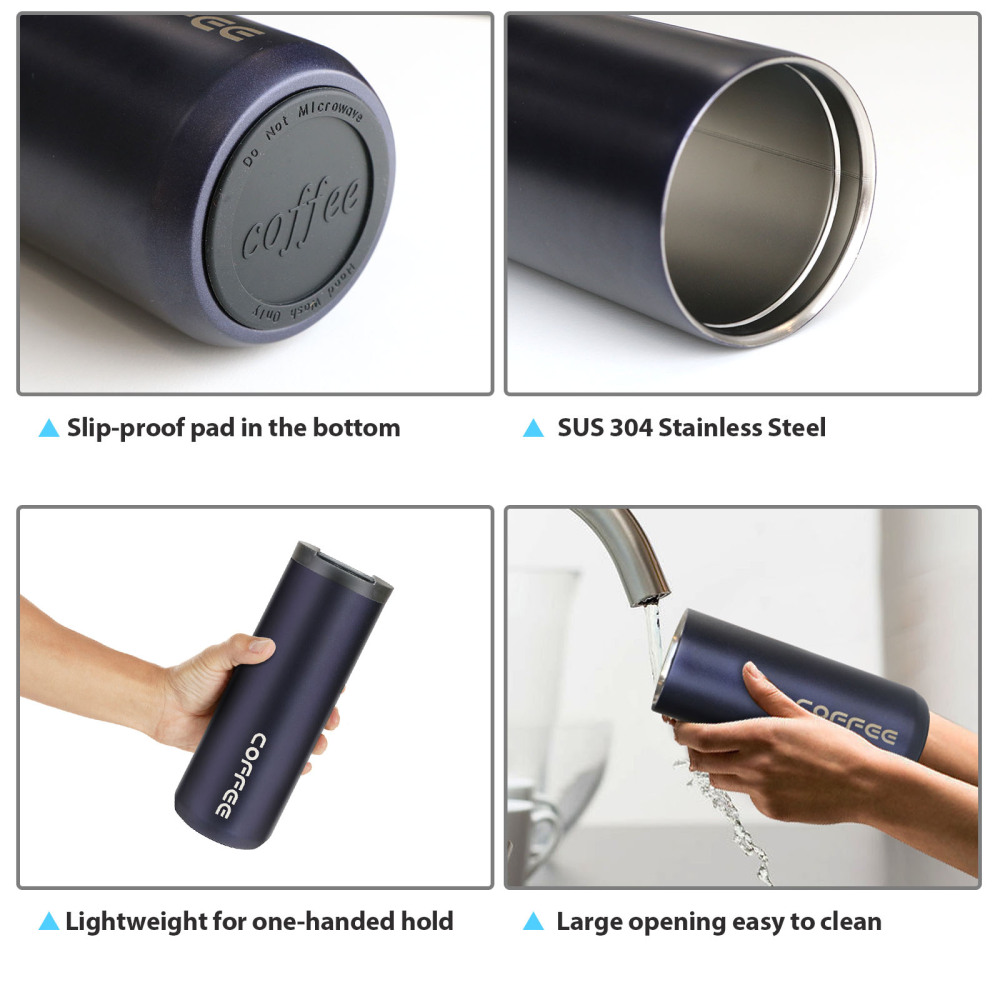 Travel Mug, Stainless Steel Insulated Coffee Cup with Leakproof Lid Eco-Friendly Reusable Cup for Coffee and Tea for Hot & Cold Drinks When- & Whereve