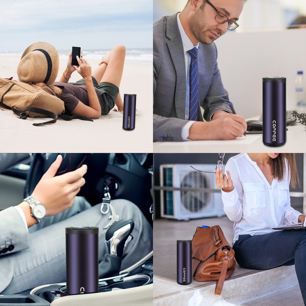 Travel Mug, Stainless Steel Insulated Coffee Cup with Leakproof Lid Eco-Friendly Reusable Cup for Coffee and Tea for Hot & Cold Drinks When- & Whereve