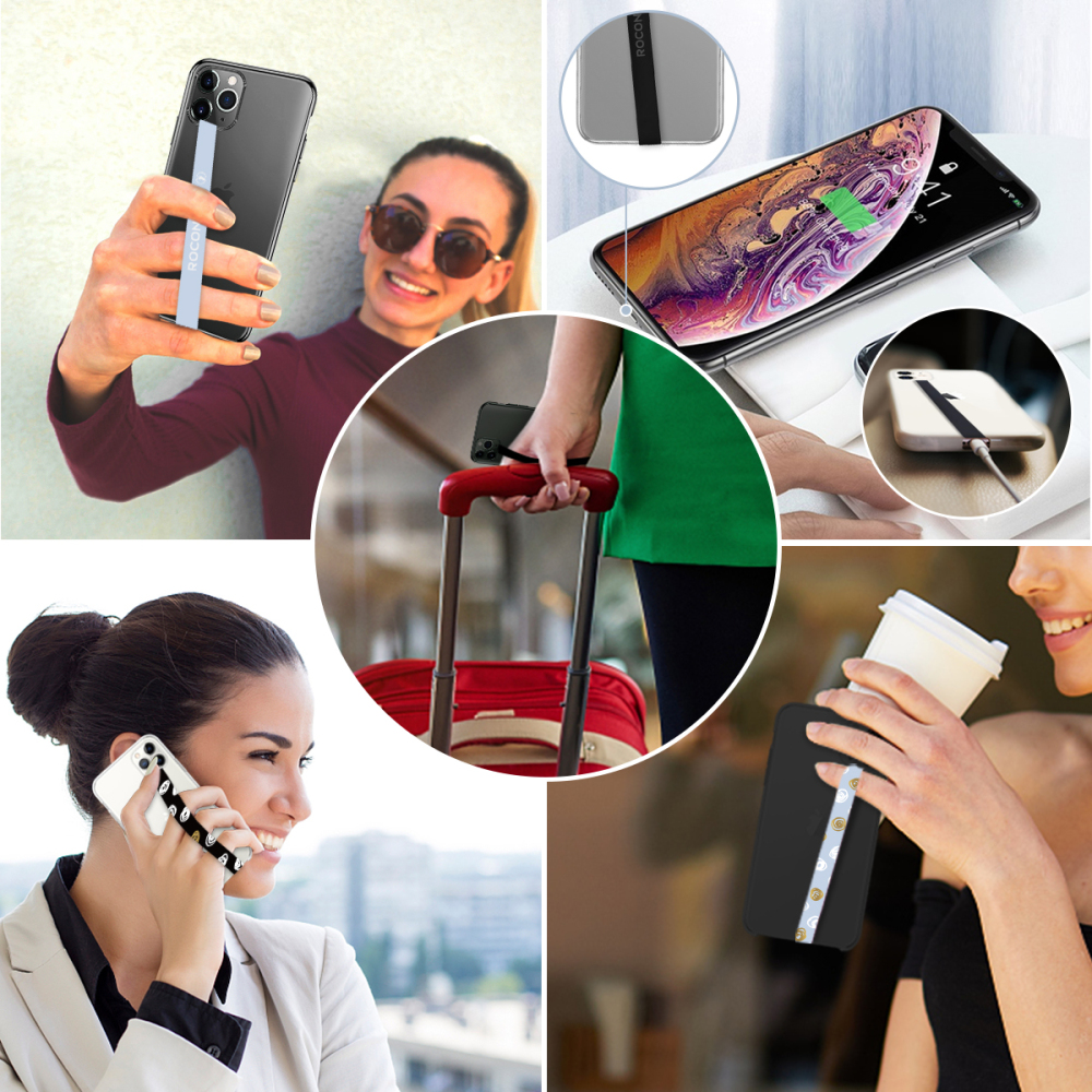 ROCONTRIP Phone Strap Phone Loops Universal Silicone Phone Grip Elastic Stretching Hand Strap for Most Cell Phone Case Secure Lightweight Silicone Pho