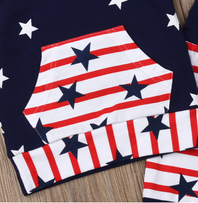 4th of July Toddler Baby Boy Clothes American Flag Stripe and Star Independence Day 2PCS Outfit