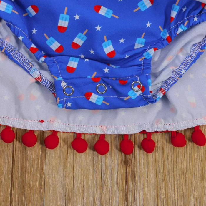 Girls Swimsuits Two Piece Bathing Suit Sets 3D Printed Bling Swimwear